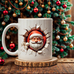 Fröhlicher 3D Weihnachtsmann Weihnachten - Lustige Kaffeetasse