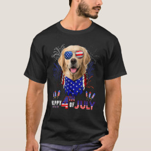 Fröhlicher 4. Juli Amerikanische Flagge Golden Ret T-Shirt