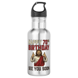 Fröhlicher 70. Geburtstag sehen Sie bald Vintage-S Edelstahlflasche