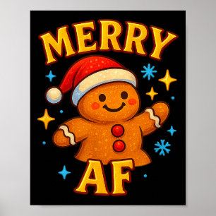 Fröhlicher Af Lebkuchenmann Weihnachtsmann Hut Coo Poster