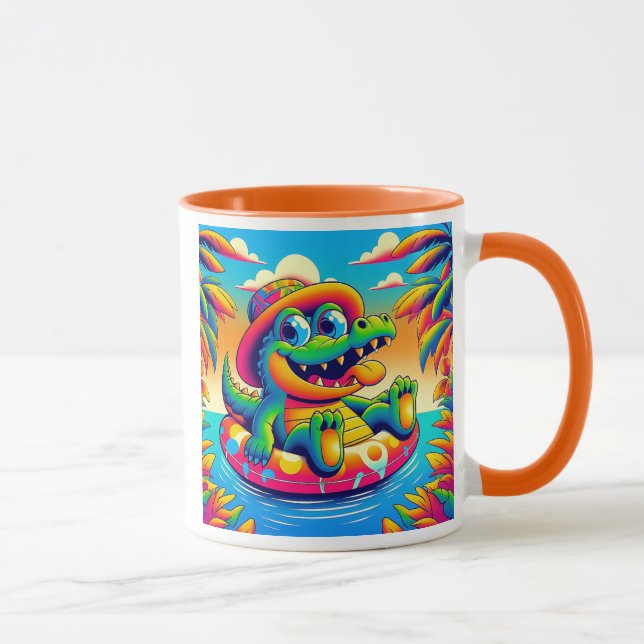 Fröhlicher Alligator in Boje. Tasse (Rechts)
