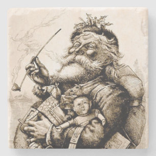 Fröhlicher Alter Santa Claus Steinuntersetzer