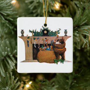 Fröhlicher alter Weihnachtself, Jessie Willcox Smi Keramikornament
