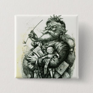 Fröhlicher alter Weihnachtsmann Button