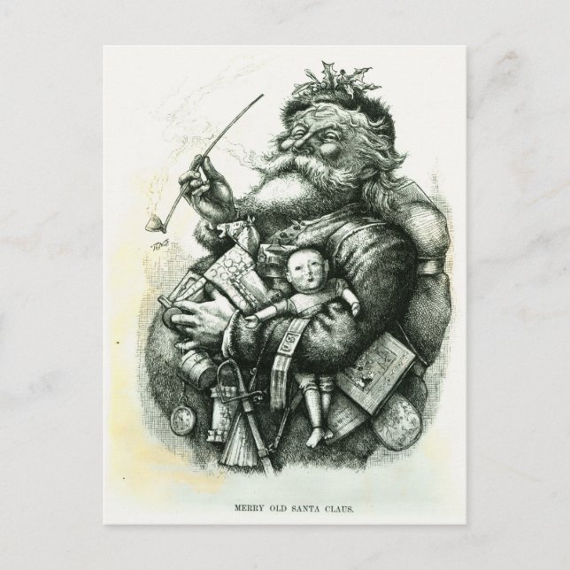 Fröhlicher alter Weihnachtsmann Feiertagspostkarte (Vorderseite)