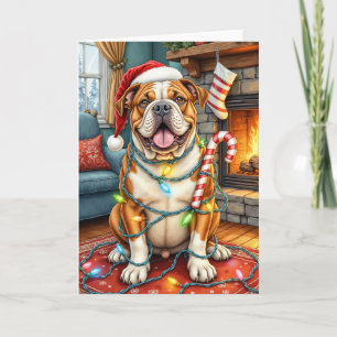Fröhlicher American Bulldog Weihnachten Karte