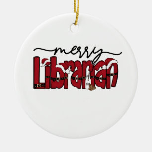 Fröhlicher Bibliothekar Weihnachten Buchliebhaber Keramik Ornament