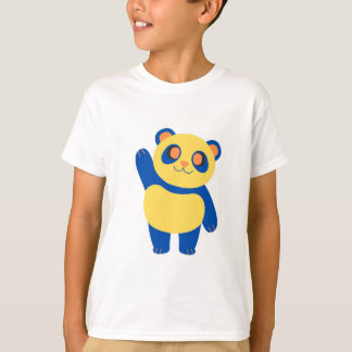 Fröhlicher Blau und Gelb Panda Wave Hallo T-Shirt