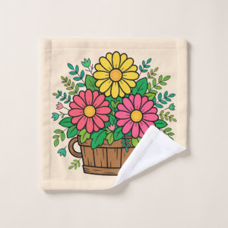 Fröhlicher Blumenholzpflanzer Retro Waschlappen