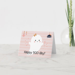 Fröhlicher BOOday Kawaii Geist Rosa Halloween Karte