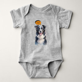 Fröhlicher Border Collie in Aquarell Baby Strampler