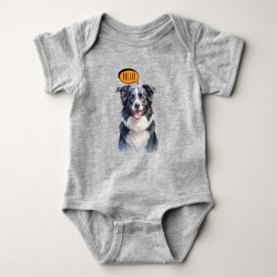 Fröhlicher Border Collie in Aquarell Baby Strampler