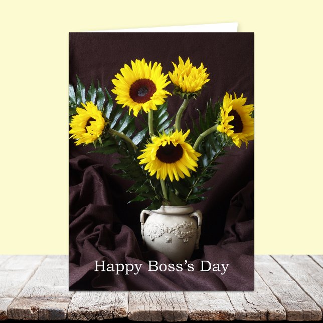 Fröhlicher Boss Day Gruß — Sonnenblumen Karte (Von Creator hochgeladen)