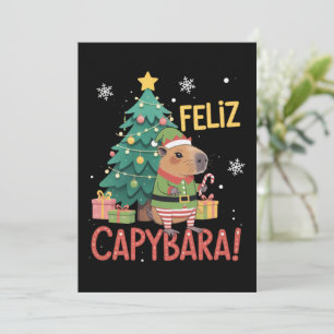 Fröhlicher Capybara-Elf Xmas-Weihnachtsbaum  Einladung