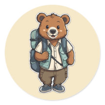 Fröhlicher Cartoon-Bär mit Rucksack