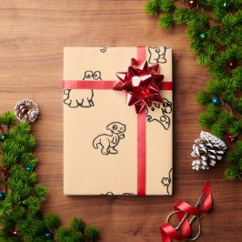 Fröhlicher Cartoon Dinos auf Soft Peach Geschenkpapier