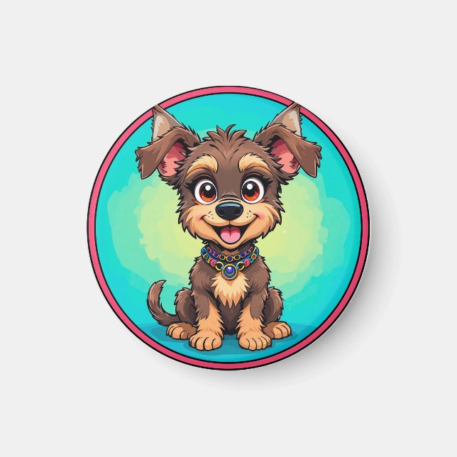 Fröhlicher Cartoon Dog Magnet (Vorne)