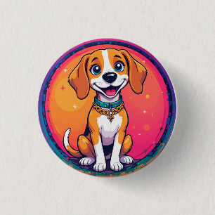 Fröhlicher Cartoon-Hund Button