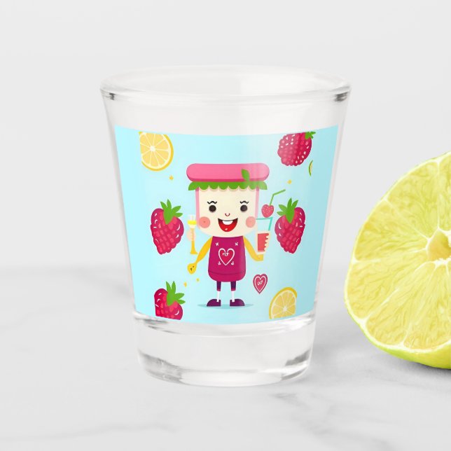 Fröhlicher Cartoon Juice Schnapsglas (Vorderseite)