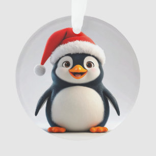 Fröhlicher Cartoon-Pinguin mit Weihnachtsmannmütze Ornament
