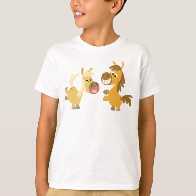 Fröhlicher Cartoon Ponies Children T - Shirt (Vorderseite)