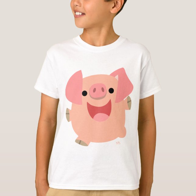 Fröhlicher Cartoon-SchweinkindT - Shirt (Vorderseite)