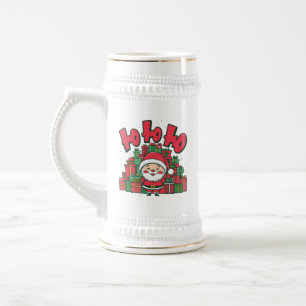Fröhlicher Cartoon-Weihnachtsmann Weihnachten Bierglas