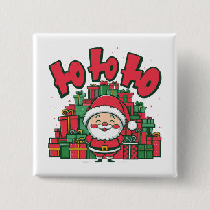 Fröhlicher Cartoon-Weihnachtsmann Weihnachten Button