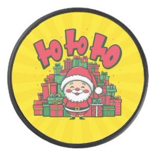 Fröhlicher Cartoon-Weihnachtsmann Weihnachten Eishockey Puck