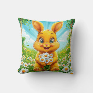 Fröhlicher, cartoonartiger Hase Kissen