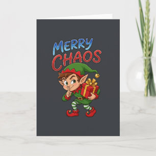 Fröhlicher Chaos Weihnachtself Karte