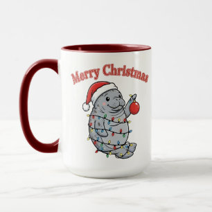 Fröhlicher Chrismiss Manatee Süße Dicke Seekuh Wei Tasse
