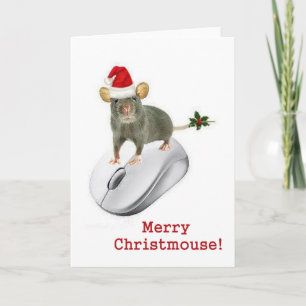 "Fröhlicher Christmaus!" quietscht eine Maus! Feiertagskarte