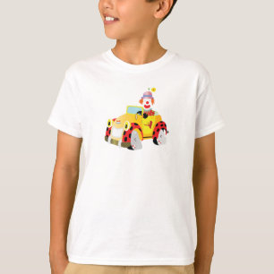 fröhlicher Clown fährt einen schwindelerregend gel T-Shirt