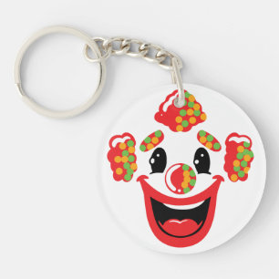 Fröhlicher Clown mit bunter Haarpracht Schlüsselanhänger