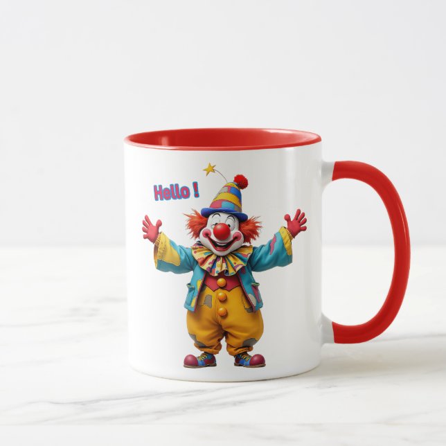 Fröhlicher Clown mit großem Lächeln. Tasse (Rechts)
