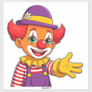 Fröhlicher Clown mit violetter Mütze Aufkleber