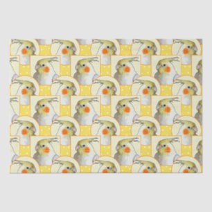 Fröhlicher Cockatiel Happy Yellow Bird Muster Fun Seidenpapier