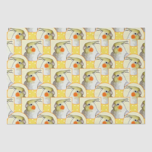 Fröhlicher Cockatiel Happy Yellow Bird Muster Fun Seidenpapier (Vorderseite)