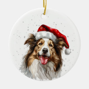 Fröhlicher Colley-Hund Weihnachten Personalisiert Keramik Ornament