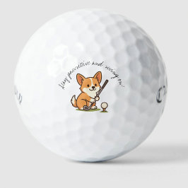 Fröhlicher Corgi 'Bleibe Pawsitive und Swing On'!  Golfball