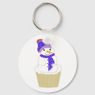 Fröhlicher Cupcake-Schneemann Schlüsselanhänger