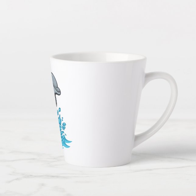 Fröhlicher Delfin Spritzt - Latte Tasse (Rechts)