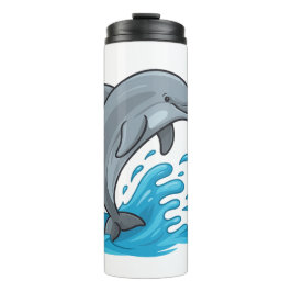 Fröhlicher Delfin Spritzt - Thermobecher Thermosbecher