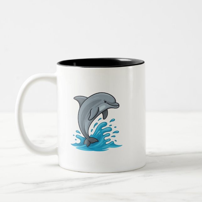 Fröhlicher Delfin Sprung - Tasse (Links)