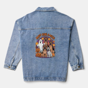 Fröhlicher Deutscher Schäferhund Halloween Jeansjacke