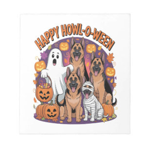 Fröhlicher Deutscher Schäferhund Halloween Notizblock