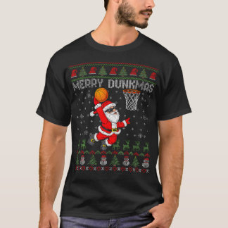Fröhlicher Dunkmas Weihnachtsmann Basketball Hässl T-Shirt
