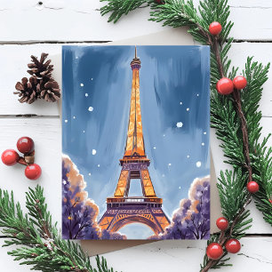 Fröhlicher Eiffelturm Paris Weihnachten Wasserfa