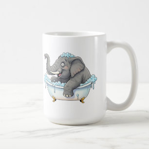 Fröhlicher Elefant, der eine Blase im Bad nimmt Kaffeetasse